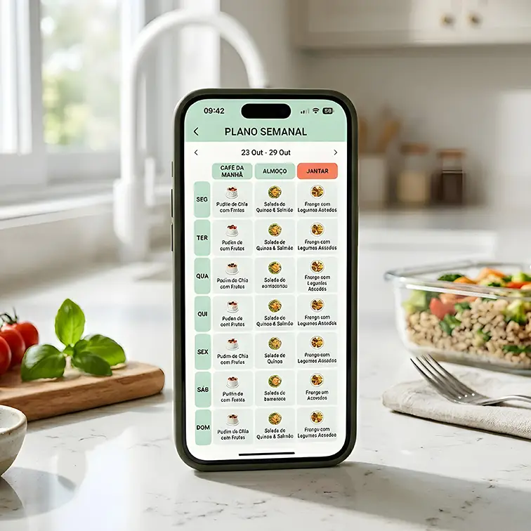 Mockup de celular com cardápio na tela
